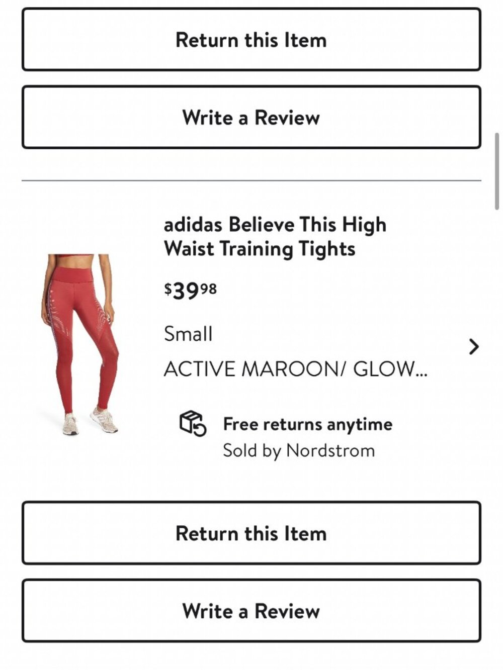 Adidas Believe This High Waist Training Tights Maroon Blue Women's Size S